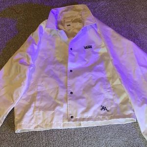 White, reflective Vans jacket, size small